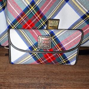 Dooney & Bourke White Tartan Continental Clutch
